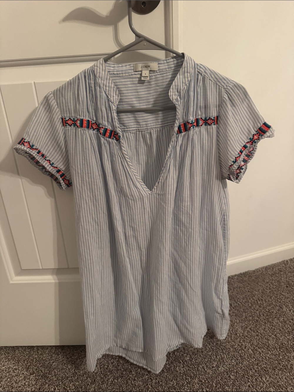 JCrew light blue and white striped swim coverup